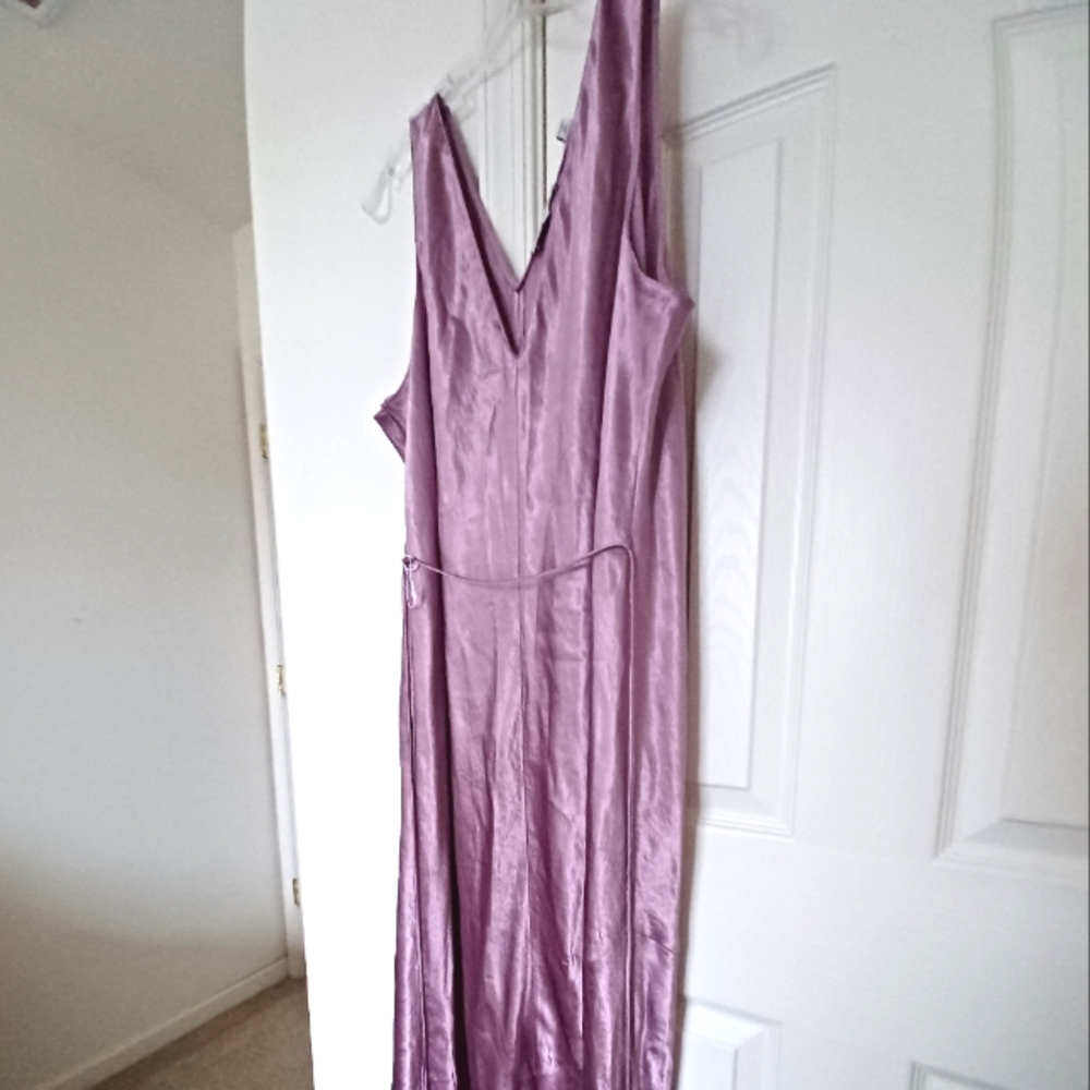 Vince NWT XXL Satin Double V-neck Lavender Slip Dress